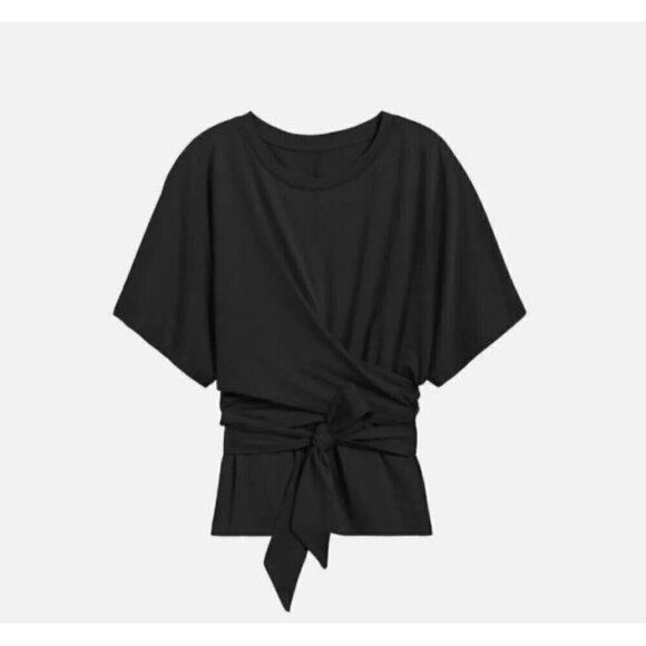 Banana Republic Black SUPIMA Cotton WRAP Tee Womens Size XS MSRP $50 - SOLD OUT - Picture 5 of 5